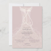 ピアス赤面ラッフルドレスブライダルシャワー 招待状 (正面)