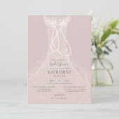 ピアス赤面ラッフルドレスブライダルシャワー 招待状 (スタンド正面)