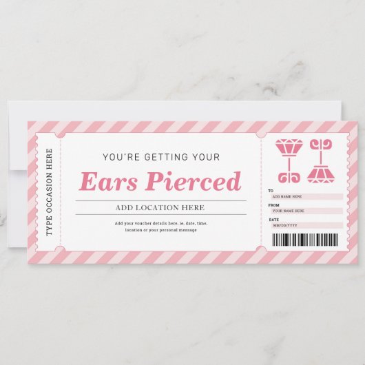 ピアス ピンク ギフト券 招待状 (正面)