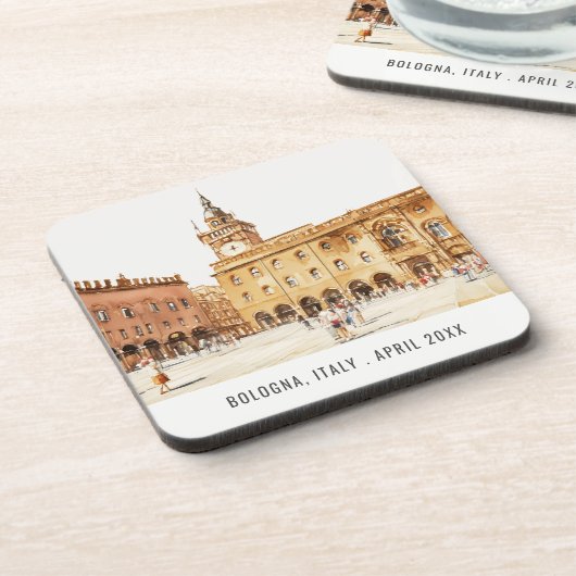 ピアッツァボローニャイタリア水彩旅行イタリアン旅行 コースター (左側)