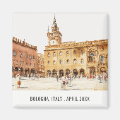 ピアッツァボローニャイタリア水彩旅行イタリアン旅行 マグネット (正面)
