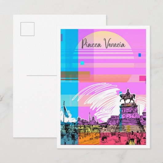 ピアッツァヴェネツィアスケッチアートトラベルイラストレーション ポストカード (正面/裏面)
