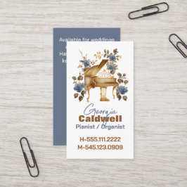 ピアニストかわいらしウォーターカラーアート 名刺