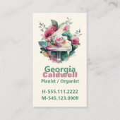 ピアニストかわいらしウォーターカラーアート 名刺 (正面)