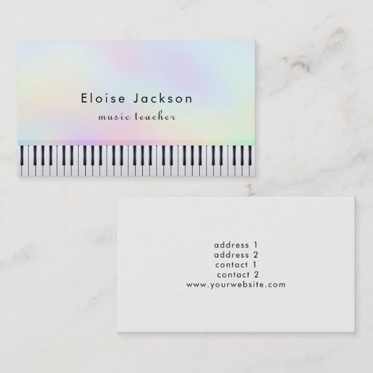 ピアニストのパステルカラー音楽先生 名刺 (正面/裏面)