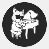 ピアニストのピアノ奏者のピアノ付き犬 ラウンドシール (正面)