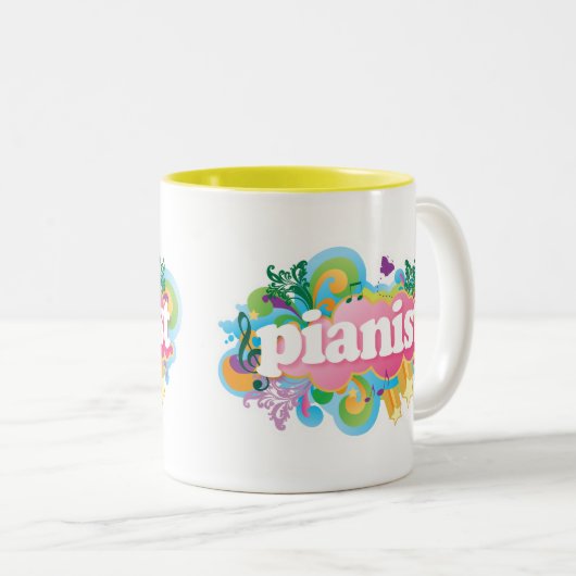 ピアニストのレトロのピアノギフト ツートーンマグカップ (正面右)