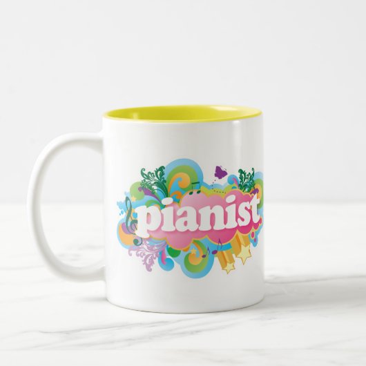 ピアニストのレトロのピアノギフト ツートーンマグカップ (左)