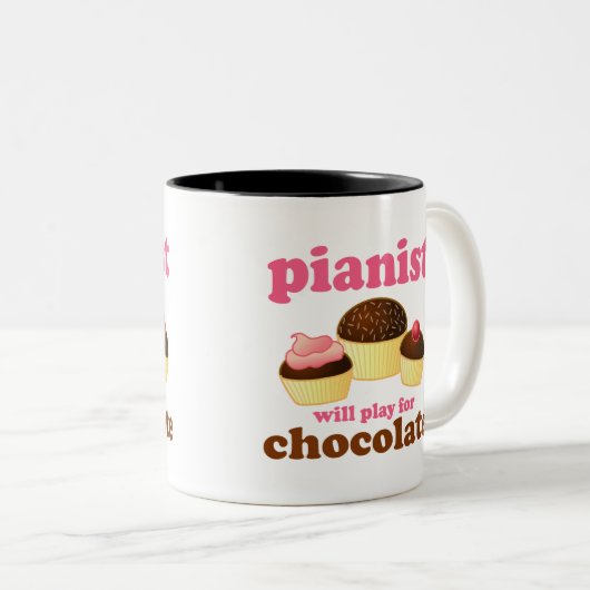 ピアニストはチョコレートのために遊びます ツートーンマグカップ (正面右)