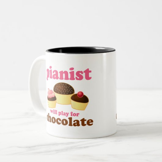 ピアニストはチョコレートのために遊びます ツートーンマグカップ (正面左)