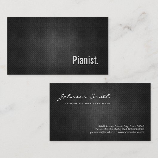 ピアニストカッコいいブラックメタルシンプル 名刺 (正面/裏面)