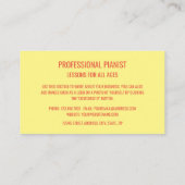 ピアニストスタイリッシュ、プロフェッショナルミュージシャン 名刺 (裏面)