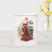 ピアニストヴィンテージエドワルドファッションイラストレーション カード (黄色い花)