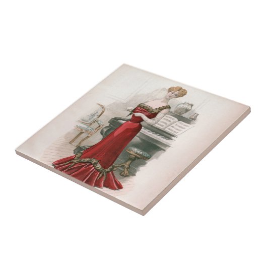 ピアニストヴィンテージエドワルドファッションイラストレーション タイル (側面)