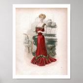 ピアニストヴィンテージエドワルドファッションイラストレーション ポスター (正面)