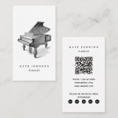 ピアニストヴィンテージピアノミュージシャン音楽先生 名刺 (正面/裏面)