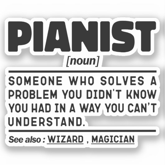 ピアニスト名詞クールミュージシャンインストラクターピアノ恋人 シール (正面)