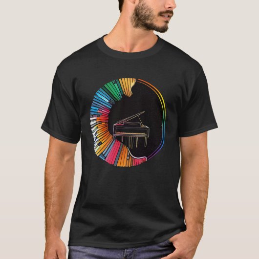 ピアニスト用ピアノ楽器ミュージシャン鍵盤プラ Tシャツ (正面)