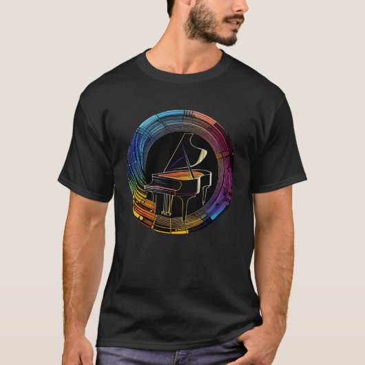 ピアニスト用ピアノ楽器ミュージシャン鍵盤プラ Tシャツ (正面)