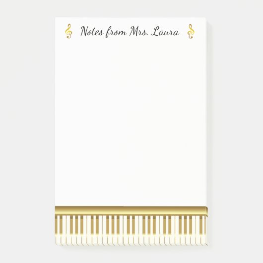 ピアニスト用ピアノ鍵盤ミュージカル楽器金ゴールド ポストイット (正面)