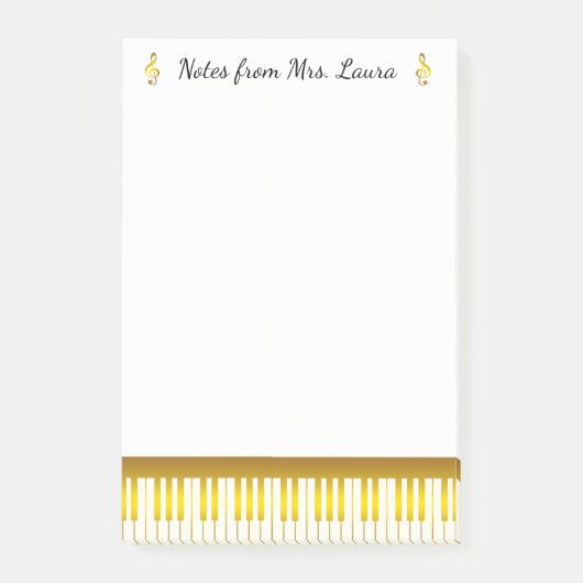 ピアニスト用ピアノ鍵盤ミュージカル楽器金ゴールド ポストイット (正面)