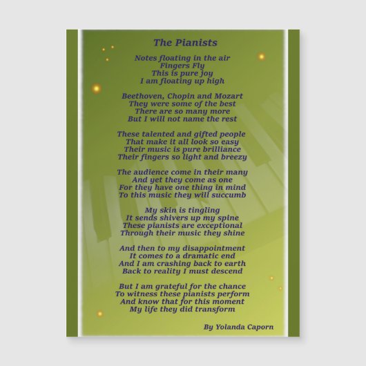 ピアニスト磁気カード (正面)