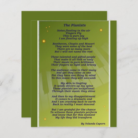 ピアニスト紙シート (正面/裏面)