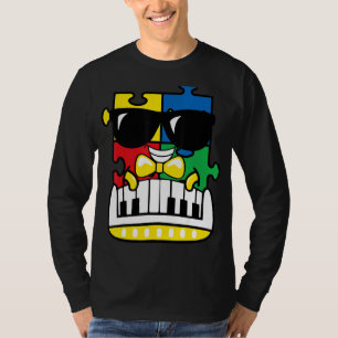 ピアニスト自閉症意識かわいいピアノパズルPiece B Tシャツ