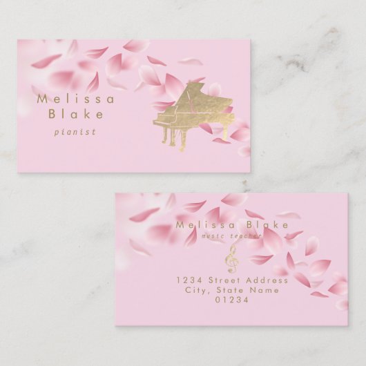 ピアニスト花びら名刺 名刺 (正面/裏面)