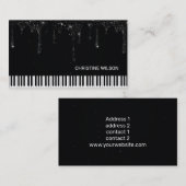 ピアニスト黒滴下グリッター 名刺 (正面/裏面)