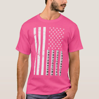 ピアニスト キーボード クラシック音楽 アメリカ国旗 ピアノ プラ Tシャツ