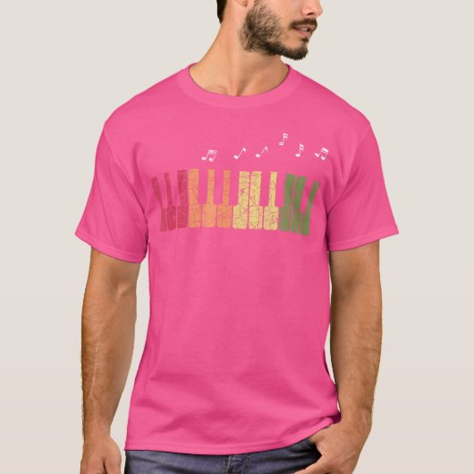 ピアニスト クラシック音楽愛好家 キーボード 音符 Tシャツ (正面)