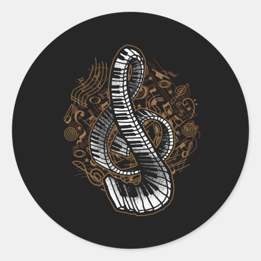 ピアニスト・ピアノ ラウンドシール (正面)