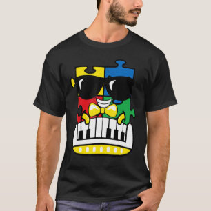 ピアニスト 自閉症 awareness かわいい ピアノ パズル ピース B Tシャツ