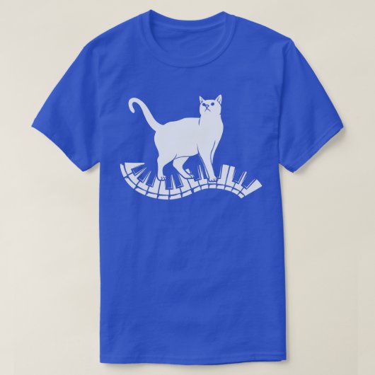 ピアノおもしろい音楽キャットデザインメンズウィメンズキッズキャットパイ Tシャツ (デザイン正面)