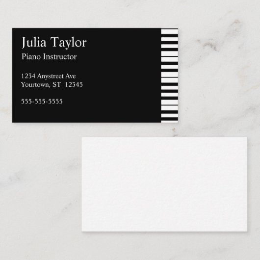 ピアノおよびキーボード音楽教師 名刺 (正面/裏面)