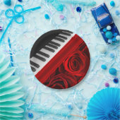 ピアノおよびバラ ペーパープレート (パーティー)