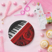 ピアノおよびバラ ペーパープレート (パーティー)