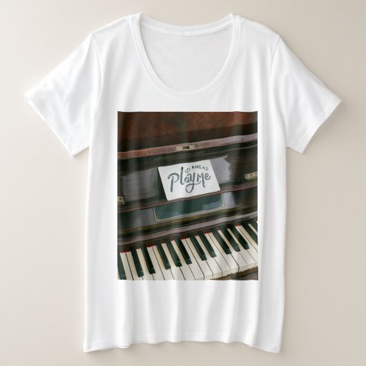 ピアノかわいらし プラスサイズTシャツ (デザイン正面)