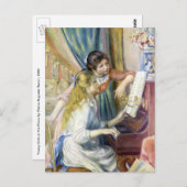 ピアノでの若い女の子達バイピエールルノアール ポストカード (正面/裏面)