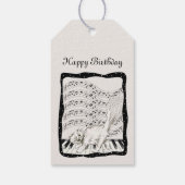 ピアノでウィンキング・ホワイト・キャットをバー・オブ・ミュージック・ノート ギフトタグ (裏面)
