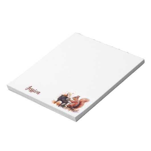 ピアノでキュートなウッドランドの動物 ノートパッド (回転)