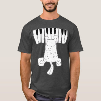 ピアノで弾くミュージックキャットミュージカルノート ファミリー Tシャツ