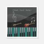 ピアノとギターの音楽ノートのナプキン スタンダードカクテルナプキン (正面)