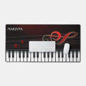 ピアノとレッドクレフ、 音符記号 デスクマット (キーボード&マウス)