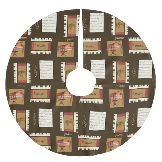 ピアノと楽譜のツリースカート ブラッシュドポリエステルツリースカート (正面)
