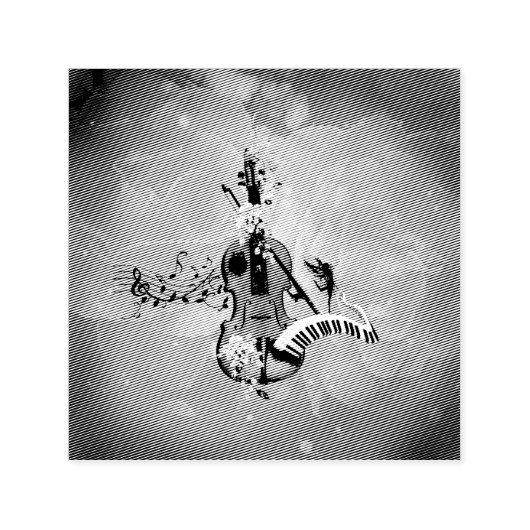 ピアノと花の素晴らしいバイオリン セルフインキングスタンプ (デザイン)