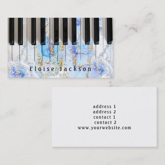 ピアノと青の大理石の名刺 名刺 (正面/裏面)