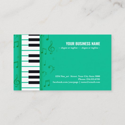 ピアノと音楽のメロディー 名刺 (裏面)
