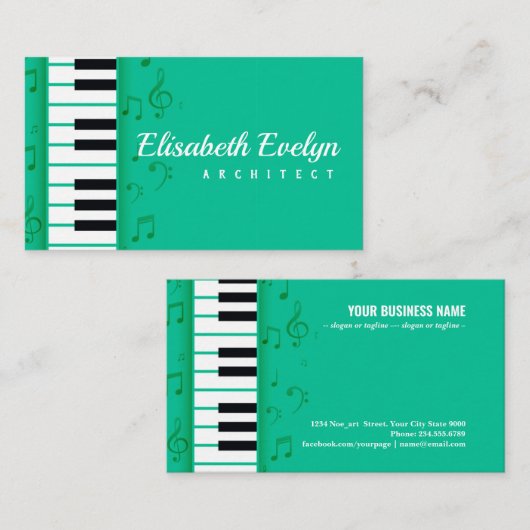 ピアノと音楽のメロディー 名刺 (正面/裏面)